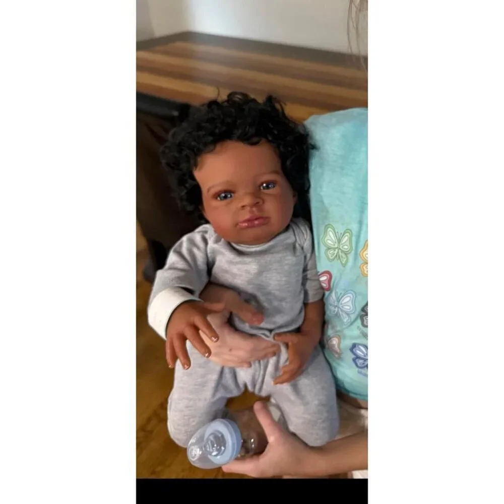 🆕20Inch African American Newborn Boy Doll Weighted Soft Cloth Body Black Boy